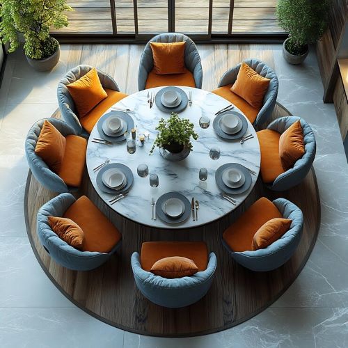 top view 3d render creative dining room featuring customdesigned art table eclectic dcor modern 1343147 13894